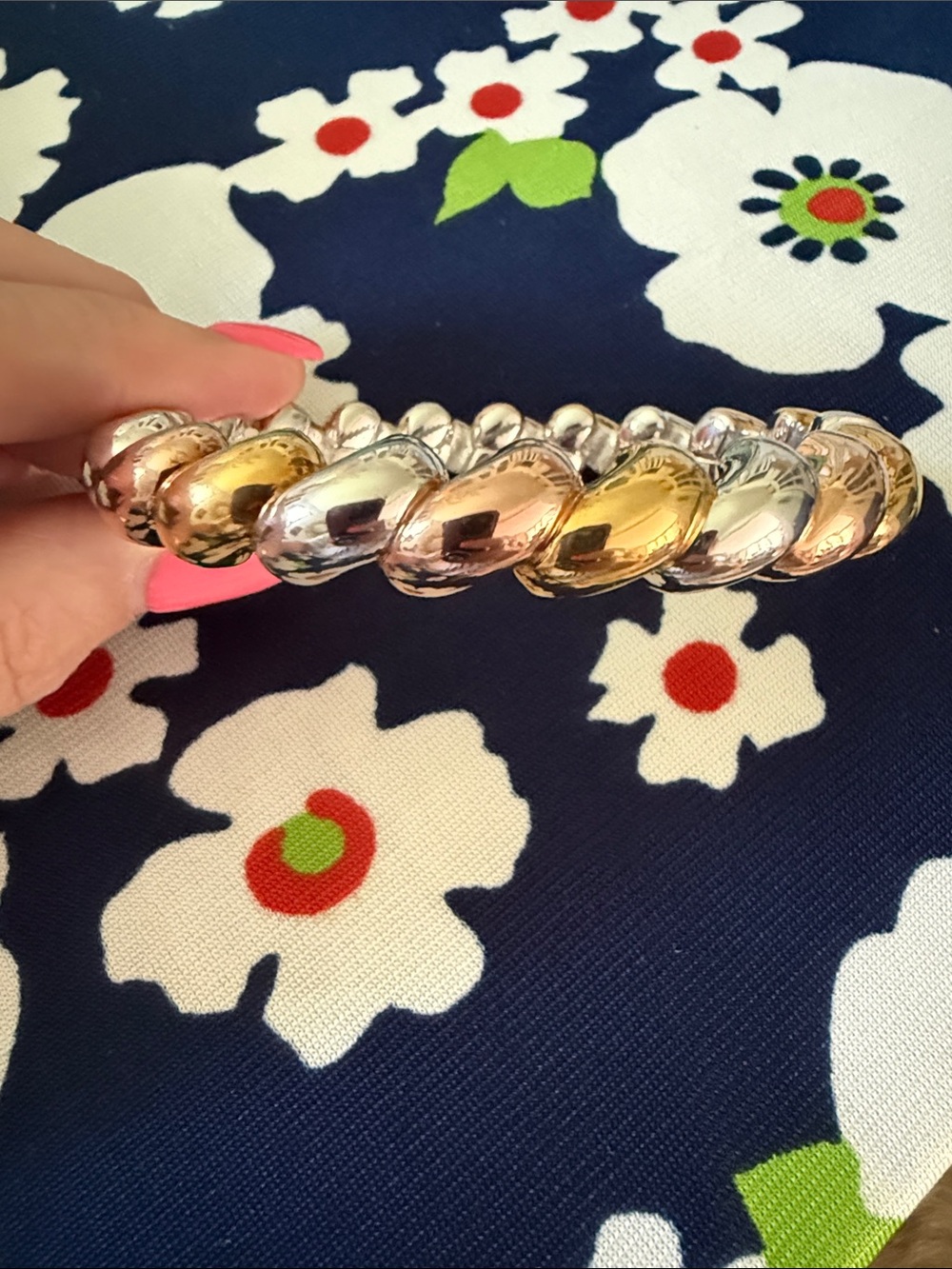 San Marco Bangle Tri-Color Sculpted Bracelet Stamped 925 Milor Italy